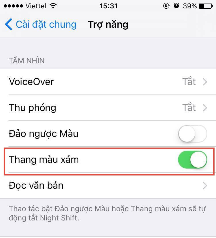 Màn hình chế độ đảo ngược màu trên iOS Màn hình chế độ đảo ngược màu trên iOS