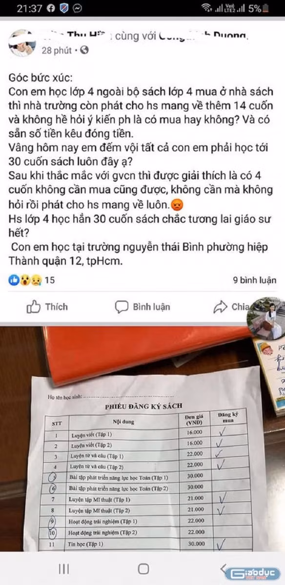 Phụ huynh bức xúc tiền trường, tiền sách ảnh 1