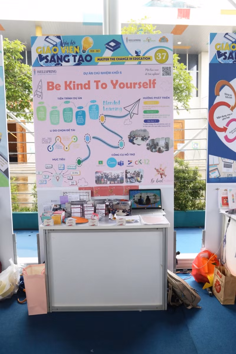 “Be kind to yourself” - Dự án Giải Nhất hạng mục Không Gian Kết Nối do nhóm giáo viên Nguyễn Ngọc Mỹ Hạnh, Phạm Thị Lan Phương, Nguyễn Thị Hồng Châu, Phạm Lê Phương Mai, Trường PTSNLC Wellspring thực hiện.