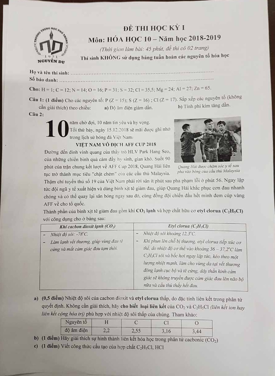 Đề thi học kỳ môn Hóa học chiều 21/12 Đề thi học kỳ môn Hóa học chiều 21/12