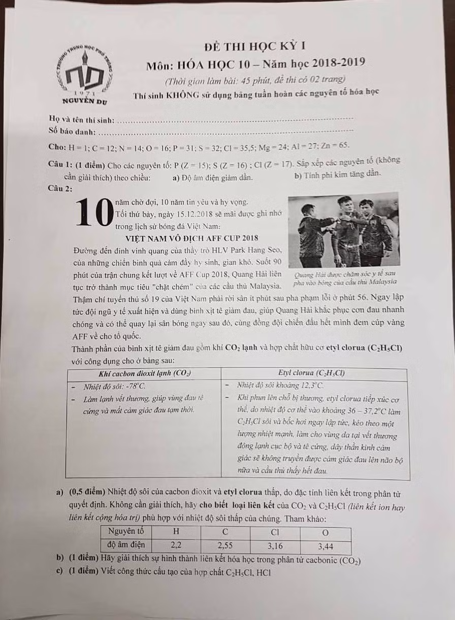 Đề thi học kỳ môn Hóa học chiều 21/12 Đề thi học kỳ môn Hóa học chiều 21/12