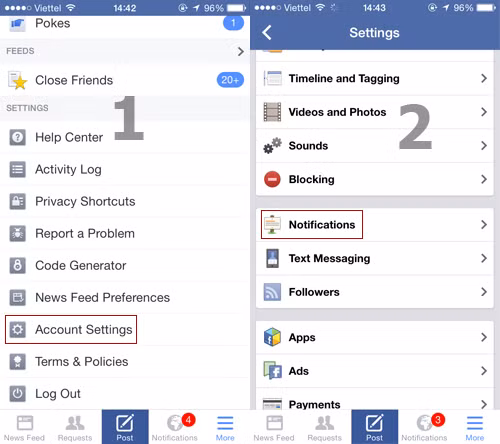 Cách tắt thông báo mời chơi game Facebook trên điện thoại
