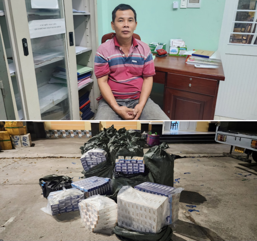 Ngô Hồng Minh Tâm và tang vật bị tạm giữ. (Ảnh: Văn Vũ).