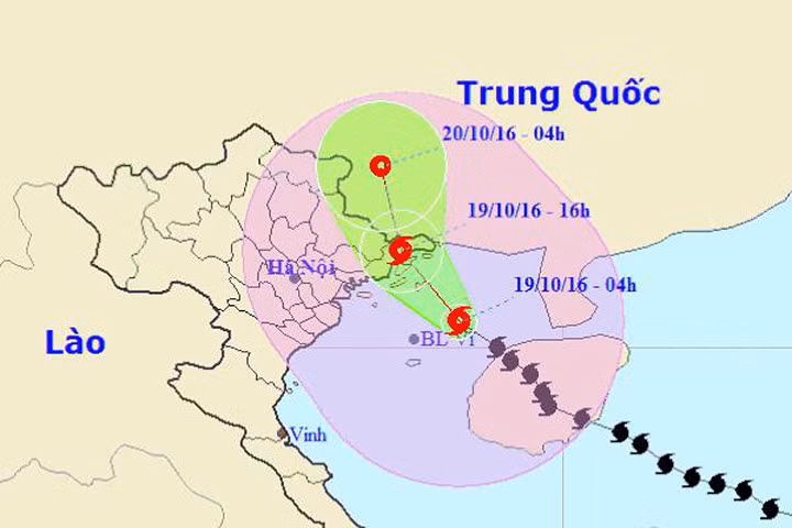 Vị trí và dự báo đường đi bão số 7. Nguồn: Trung tâm Dự báo khí tượng thủy văn Trung ương