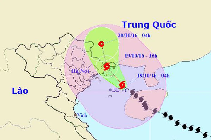 Vị trí và dự báo đường đi bão số 7. Nguồn: Trung tâm Dự báo khí tượng thủy văn Trung ương