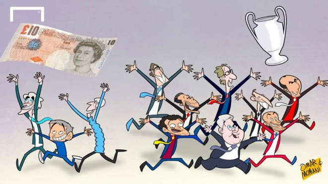 Các đội bóng Anh chỉ mải miết kiếm tiền. Trong khi các đội bóng tại châu Âu lại theo đuổi giấc mơ vô địch Champions League. Tại cúp châu Âu mùa này, 6 đại diện của nước Anh đều bị loại khỏi các cúp châu Âu. Ảnh châm biếm các sự kiện bóng đá ồn ào nhất tháng 3