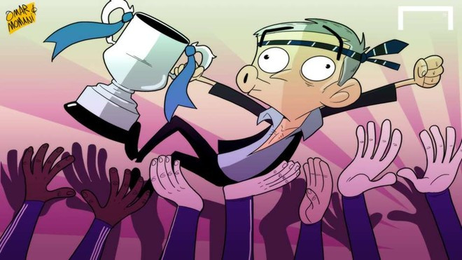 HLV Jose Mourinho giành danh hiệu đầu tiên sau 3 năm. "Người đặc biệt" giúp Chelsea đánh bại Tottenham 2-0 trong trận chung kết League Cup diễn ra hôm 1/3. Ảnh châm biếm các sự kiện bóng đá ồn ào nhất tháng 3