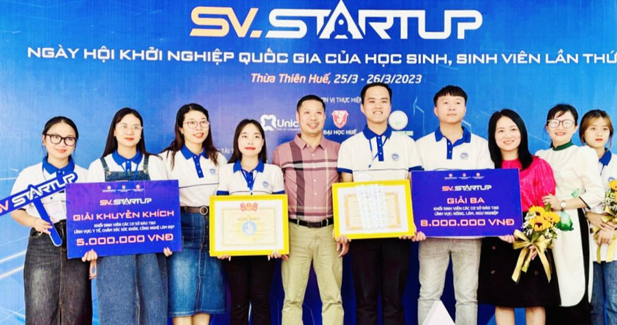 Các nhóm sinh viên Nghệ An đoạt giải tại Ngày hội khởi nghiệp quốc gia của học sinh, sinh viên lần thứ V năm 2023. Ảnh: NTCC Các nhóm sinh viên Nghệ An đoạt giải tại Ngày hội khởi nghiệp quốc gia của học sinh, sinh viên lần thứ V năm 2023. Ảnh: NTCC