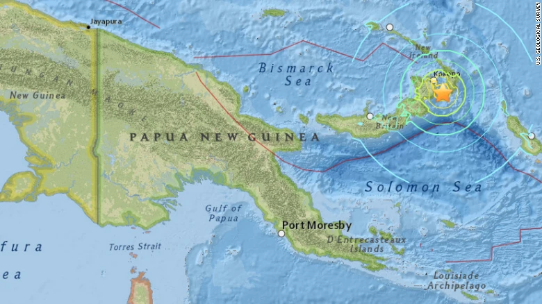 Bản đồ của USGS cho thấy tâm chấn của trận động đất.
