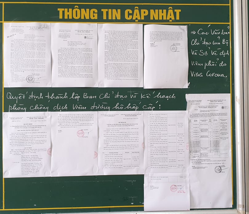 Bảng tin cập nhật văn bản về dịch corona tại trường THPT Hải An Bảng tin cập nhật văn bản về dịch corona tại trường THPT Hải An