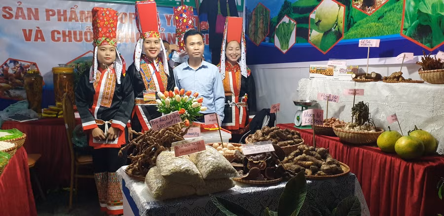 Gian hàng bày bán sản phẩm đặc trưng của các xã thuộc huyện Tiên Yên