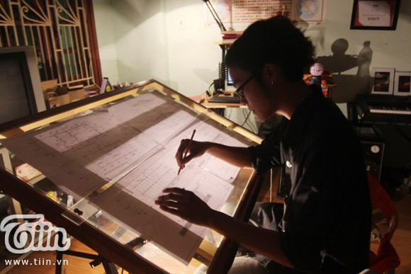 Không gian nghệ sĩ trong góc học tập của sinh viên Kiến trúc