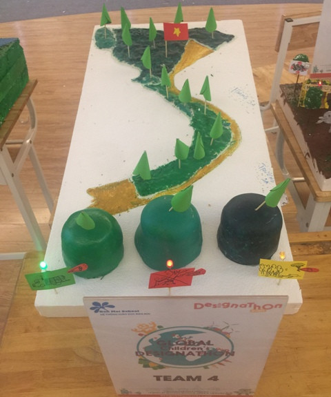 Nhóm 4: Thiết kế mô hình khoanh vùng rừng theo mục đích sử dụng. Mô hình này giúp mọi người có thể phân biệt được các vùng rừng với mục đích sử dụng khác nhau, tránh chặt phá rừng bừa bãi, tuyên truyền ý thức bảo vệ rừng, tăng diện tích rừng sản xuất phủ xanh đất trống đồi trọc.