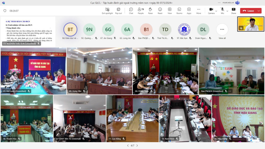Các sở GD&ĐT tham gia tập huấn theo hình thức trực tuyến.