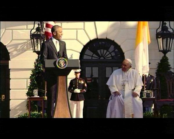 Hôm nay, chúng ta đánh dấu nhiều cái đầu tiên. Đây là lần đầu tiên Giáo hoàng tới châu Mỹ và đây cũng là chuyến thăm đầu tiên ngài đặt chân tới Mỹ. Và đây cũng là lần đầu tiên giáo hoàng truyền đi thông điệp qua mạng xã hội Twitter.