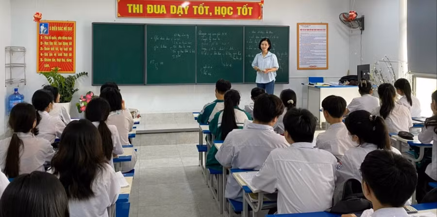 Tiết học Toán của cô trò của Trường THCS Việt Hòa (TP Hải Dương). Ảnh: INT
