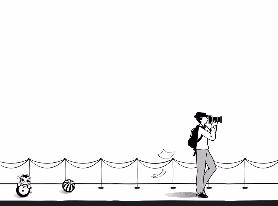 Hình minh họa câu chuyện cuối cùng trong sách "1987" - “Ba-lô trên thảm đỏ” – cũng là tên cuốn sách tiếp theo của Nguyên Minh Ngọc