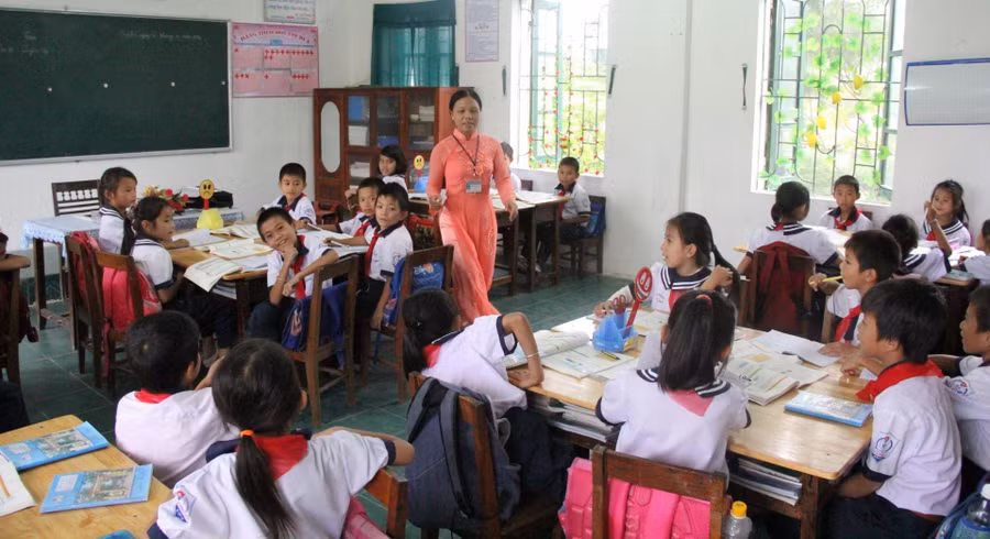 Một lớp học của Trường THCS Thạch Bằng (Lộc Hà, Hà Tĩnh). Ảnh: TG