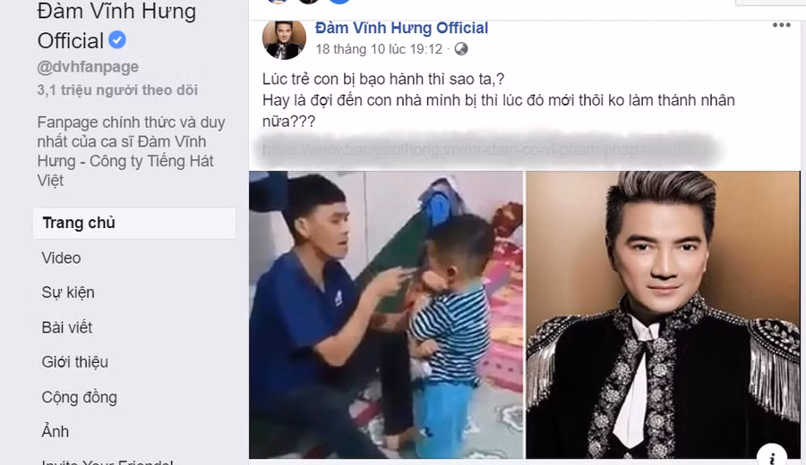 Tài khoản mang tên Đàm Vĩnh Hưng. Ảnh chụp màn hình