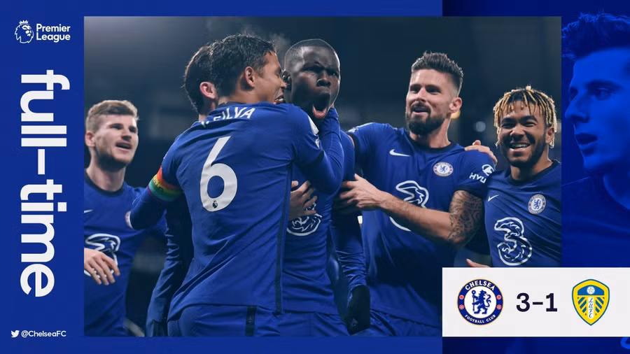 Chelsea ngạo ngễ ngôi đầu khi đánh bại Leeds Utd 3-1.