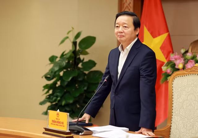 Phó Thủ tướng Trần Hồng Hà phát biểu tại cuộc làm việc. Ảnh: VGP/Minh Khôi