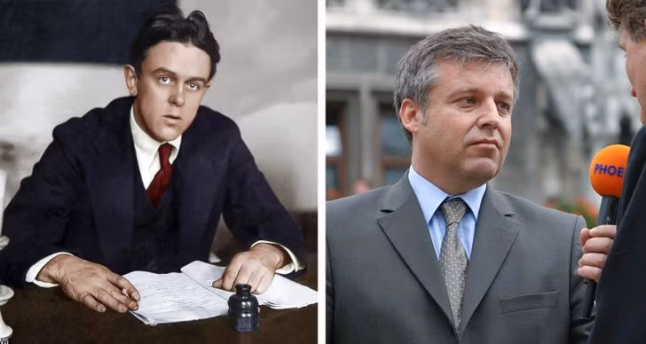 Nhà báo nổi tiếng John Reed năm 1920, và đồng nghiệp hiện đại của ông.