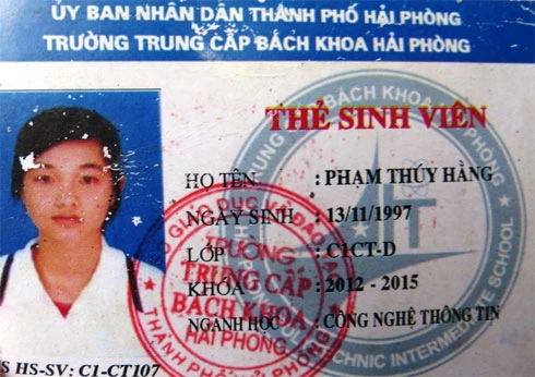 Thẻ sinh viên của Hằng.