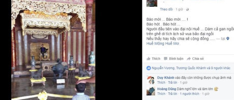 Sự thật hình ảnh chàng trai ngồi tạo dáng trên ngai vàng triều Nguyễn - Ảnh 1 Su that hinh anh chang trai ngoi tao dang tren ngai vang trieu Nguyen - Anh 1
