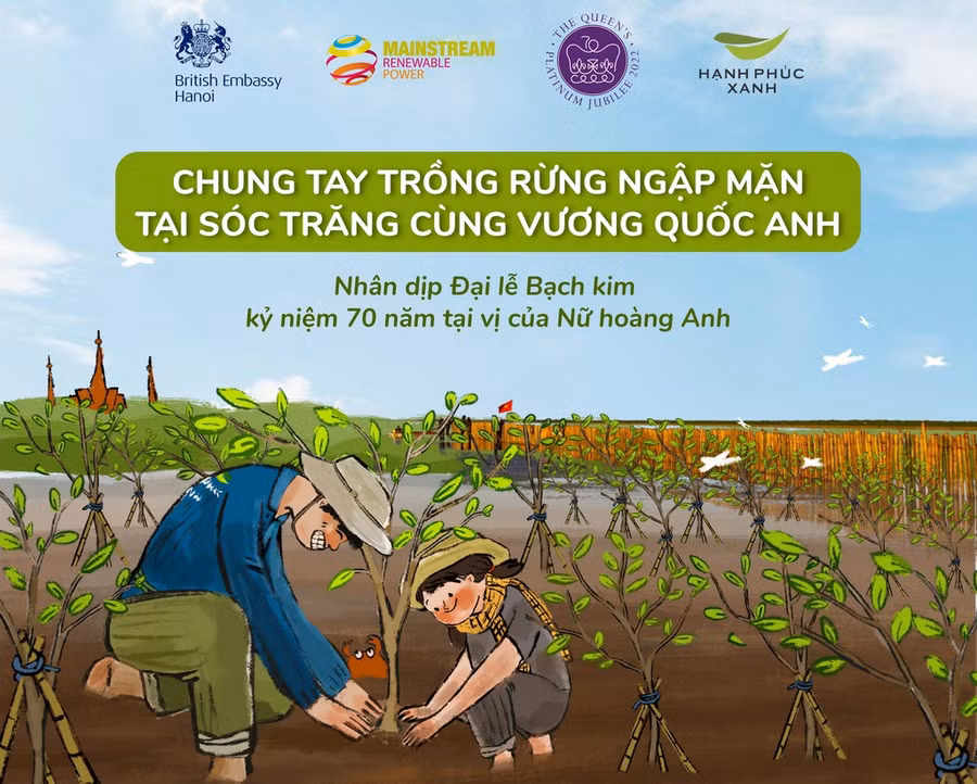Đại sứ quán Anh tại Việt Nam phát động sáng kiến gây quỹ trồng ngập mặn ở Sóc Trăng. Ảnh: Đại sứ quán Anh tại Việt Nam.
