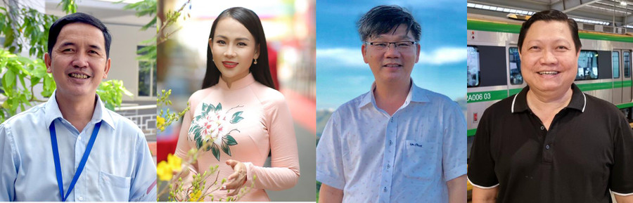 Từ trái qua: Thầy Nguyễn Long Giao, TS Nguyễn Thị Quốc Minh, PGS.TS Bùi Văn Hồng, thầy Phạm Trung Hữu.