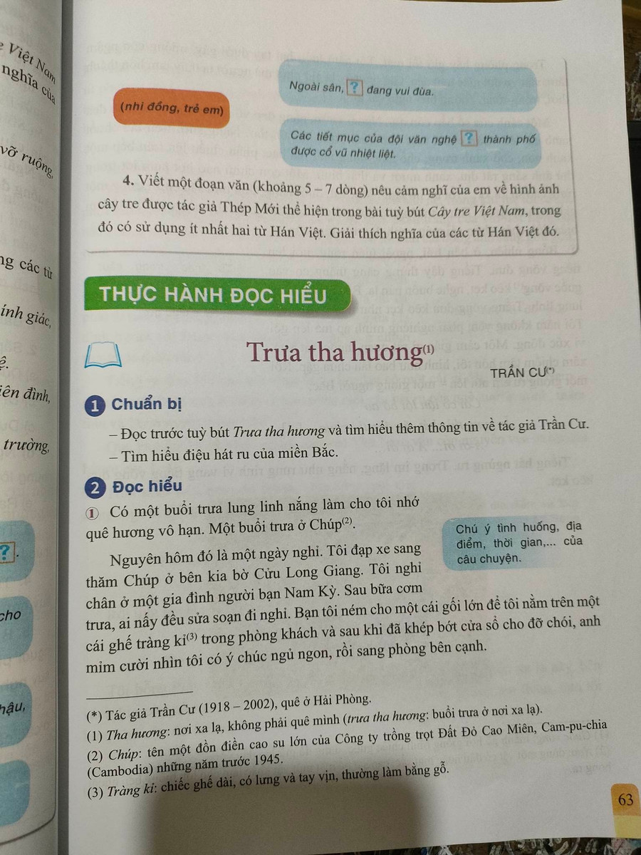 Văn bản “Trưa tha hương” của Trần Cư trong sách Ngữ văn lớp 7 tập 2. Văn bản “Trưa tha hương” của Trần Cư trong sách Ngữ văn lớp 7 tập 2.
