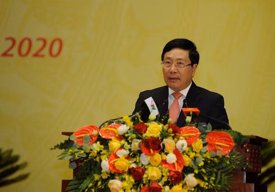 Đồng chí Phạm Bình Minh, Ủy viên Bộ Chính trị, Phó Thủ tướng Chính phủ phát biểu chỉ đạo tại Đại hội