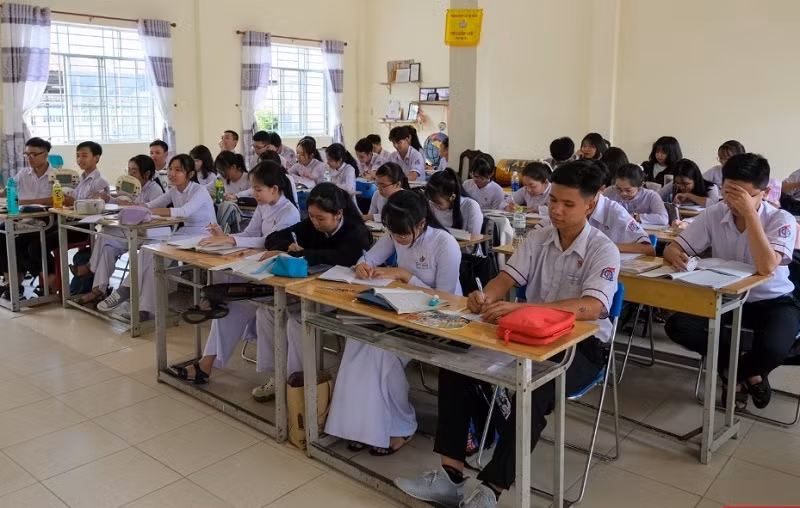 Học sinh Trường THPT Trần Đại Nghĩa (Cần Thơ) trong giờ học.