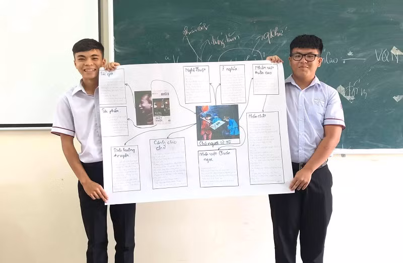 Học sinh Trường THPT Trần Đại Nghĩa (Cần Thơ) trình bày sơ đồ tư duy trong giờ học.