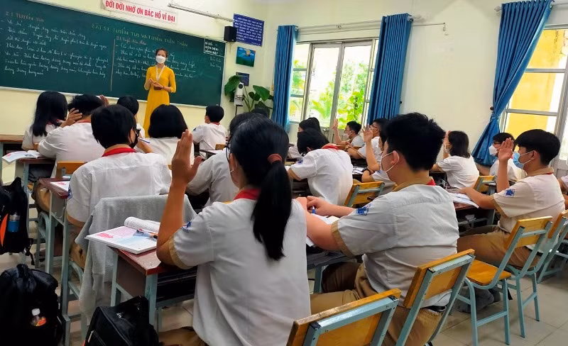 Một tiết học của học sinh Trường THCS Lương Định Của.