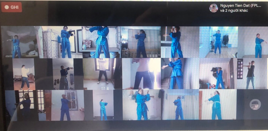 Muôn vàn tư thế của học sinh học Online Vovinam mùa dịch!