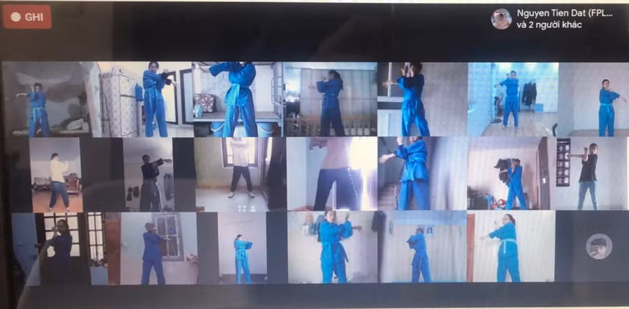 Muôn vàn tư thế của học sinh học Online Vovinam mùa dịch!