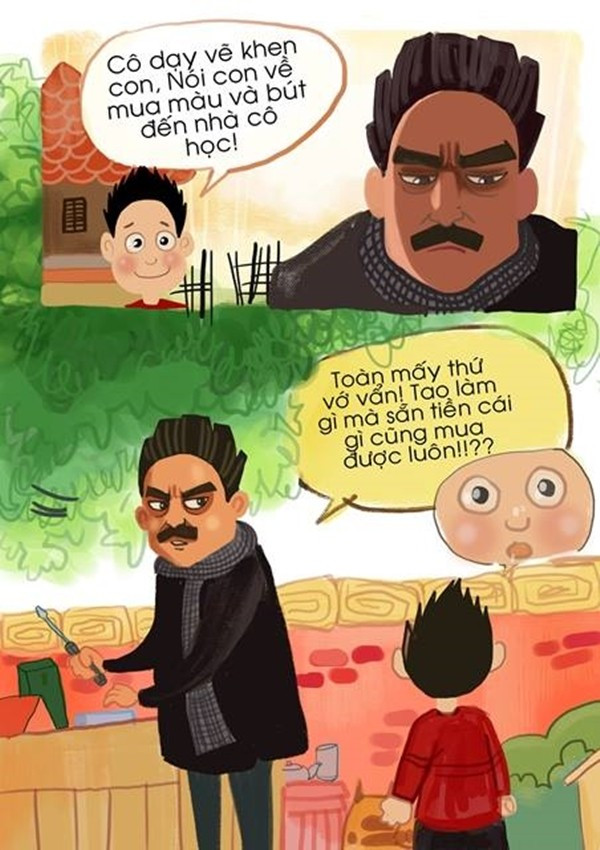 Một trang trong tác phẩm truyện tranh của tác giả Bùi Đình Thăng.