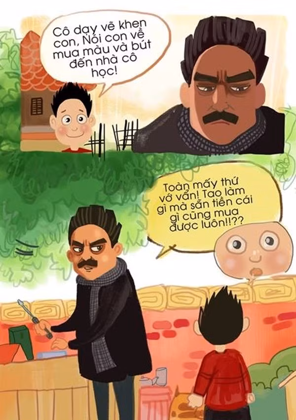 Một trang trong tác phẩm truyện tranh của tác giả Bùi Đình Thăng.