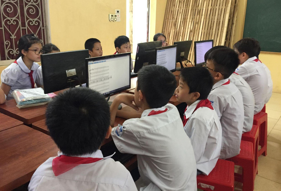 Học sinh Trường Tiểu học Trần Phú (Tam Điệp, Ninh Bình). Ảnh: TG