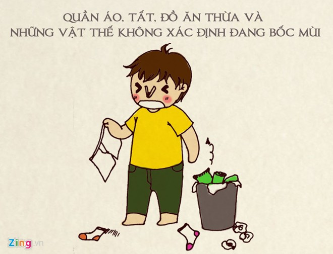 Phòng nhiều người, đồ đạc chất đống nên sinh viên luôn trong tình trạng lẫn lộn vật dụng, kể cả rác. Những điều khiến bạn