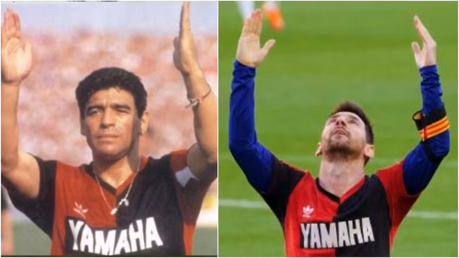 Kiểu ăn mừng của Messi cũng bắt chước Maradona.