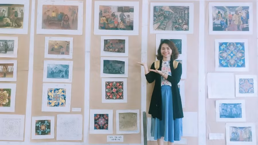 Dựng lại lịch sử dân tộc bằng hội họa là điều cô Trần Thị Hội mong muốn, ấp ủ.