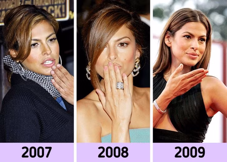 Eva Mendes dành nụ hôn cho người hâm mộ của mình.