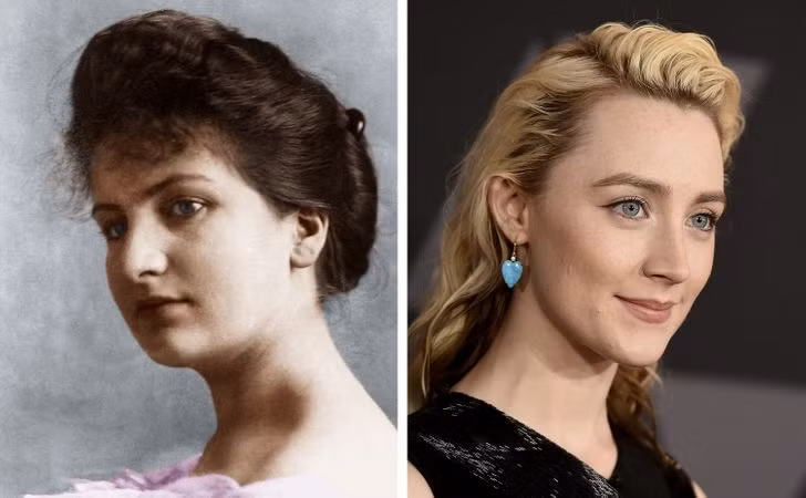 Nhà soạn nhạc Alma Mahler và nữ diễn viên Saoirse Ronan ở tuổi 23.