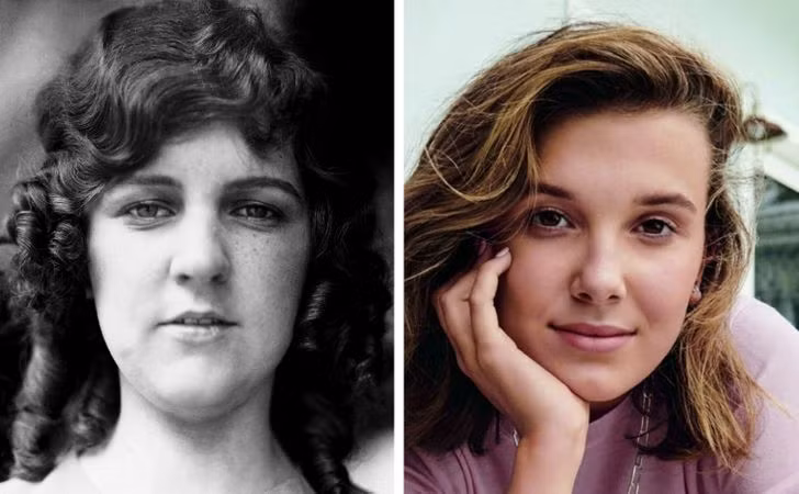 Hoa hậu Mỹ Margaret Gorman và nữ diễn viên Millie Bobby Brown năm 16 tuổi.