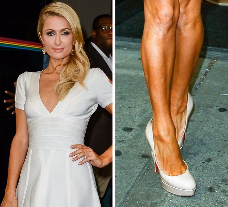 Paris Hilton bắt chéo chân trong hầu hết các bức ảnh của mình.