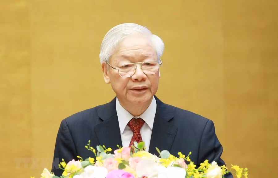 Tổng Bí thư Nguyễn Phú Trọng phát biểu chỉ đạo Hội nghị. (Ảnh: Phương Hoa/TTXVN)