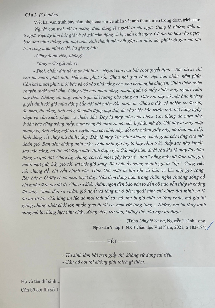 Đề thi Ngữ văn vào lớp 10 THPT công lập năm học 2024-2025 tại Hải Phòng. Đề thi Ngữ văn vào lớp 10 THPT công lập năm học 2024-2025 tại Hải Phòng.