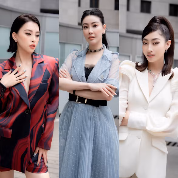 Các thành viên trong Ban giám khảo (từ trái qua): Hoa hậu Trần Tiểu Vy, Hà Kiều Anh, Lương Thùy Linh.